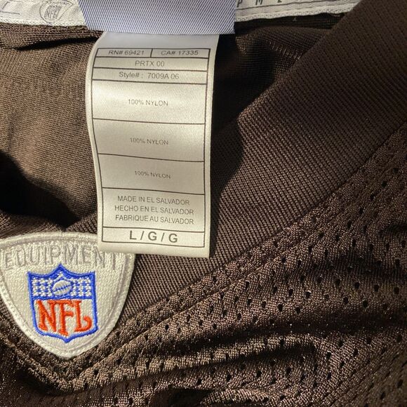Cleveland Browns Jersey Mens Extra Large Brown Droughns #34 Reebok NFL Vntg - Picture 10 of 12